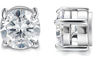 Androxeda 1 paire diamant rond libre poinçon boucles d'oreilles magnétique AAAA + zircone acier inoxydable boucles d'oreilles hommes femmes 6mm