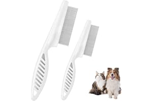 SUNDONIX Nit Flea Comb for Small Cats Dogs Kids Kitten: Knit Headlice Comb Head Long Thick Fine Hair (White#2)