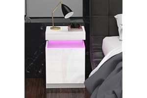 Chleby Modern Hochglanz-Nachttisch, Nachttische Weiß Nachttisch Kommode Beistelltische mit 3 Schubladen für Schlafzimmer, Wohnzimmer