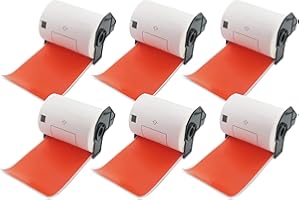 ‎BETCKEY BETCKEY - 6 Rollen DK-11241 Versandetiketten Kompatibel mit Brother, 102mm x 152mm, 1200 Farbige Etiketten Rot für Brother QL Etikettendrucker