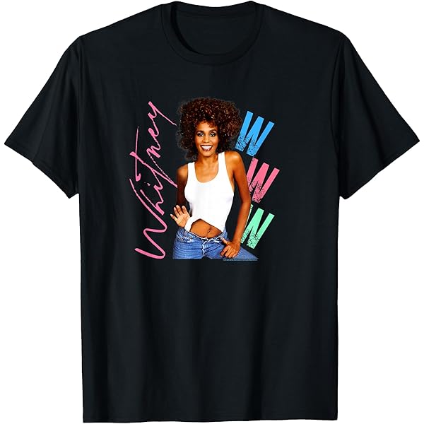 Whitney Houston Singer Icon 90s Look - Camisetas De Manga Corta Para Adultos, Jaspeado Grafito