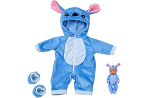 ZBATHTOY Baby Doll Clothes Outfits Overalls for 14-17 Inch Baby Dolls,Reborn Doll Clothes with Socks, Blue Doll Clothes for 35-45 cm New Born Baby Dolls Girls Birthday