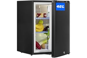 SMETA Camping Kühlschrank 12V 230V Wohnwagen Kühlschrank 40L,12v Kühlschrank, Leiser Kühlschrank, Umkehrbare Tür mit Schloss für Camping, Auto, LKW, Büro, Wohnheim, Lautlos, Schwarz