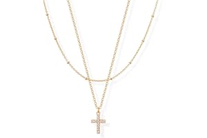 Kenivira 18K Gold Layered Necklace for Women Dainty Gold Cross/Cubic Zirconia/Evil Eye/Heart/Pearl Necklace Beaded Satellite Chain Choker Necklaces Jewelry Gifts for Women Girls