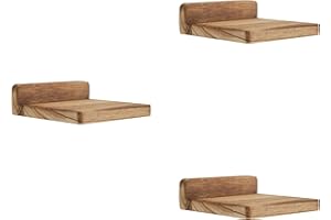 PHOENANCEE 12.7x12.7x4cm, Wooden Square Floating Shelves, Compact Style Mini Wall Shelf for Small Objects, Hanging Wall Shelf Decoration for Bedroom, Living Room, Set of 3(Carbonized Black)