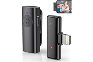 F FEYCH Lavalier Mikrofon Kabellos for iPhone Ipad, 2.4GHZ Mini Mikrofon Plug-Play Wireless Ansteckmikrofon Handy Mikrofon für Videoaufzeichnung, Vlog, YouTube, TikTok