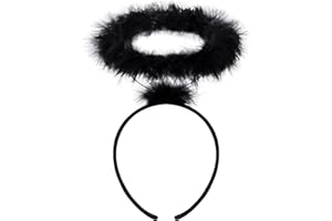 Dekewe Haarreif Heiligenschein Schwarz, Haarreif Heiligenschein Weiß, Halloween Teufelshörner, Haarreifen, Teufel Hörner Schwarz,Halloween Haarreif