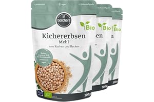 ‎BORCHERS 3x borchers Bio Kichererbsen Mehl | 3x 300g | Reich an Ballaststoffen | Proteinquelle | Ideal für orientalische Gerichte | Von Natur aus vegan | 900g