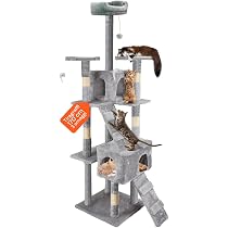 Struttura Gatto Con Nascondigli E Topini Fontanella Per Gatti Senza Fili Tiragraffi Per Gatti XXL 170cm Con Cuccia E Piattaforme - Albero Gioco Multifunzionale In Peluche Beige Cuccia Gatto Parco Giochi Gatto - 4