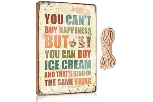 Hängande dörrskylt plakat 'You Can'T Buy Happiness But You Can Buy Ice Cream träskylt sarkastiska skyltar höst ytterdörr deko