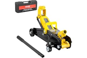 VEVOR Low Profile Floor Jack 1.5 Ton (3300 lbs), Heavy Duty Iron Hydraulic Racing Floor Jack, Hydraulic Car Jack, Single Piston Quick Lift Pump, 4.7"-12.1" Height Lifting Range (Yellow)
