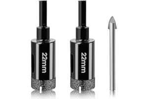 22mm Diamond Drill Bit Set Josaton 2Pcs Diamond Core Hole Cutter with Triangle Shank for Tile Porcelain Marble Ceramic