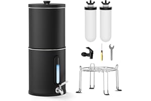 Joypur 8,5 L Système de filtration d'eau par gravité de avec indicateur de niveau d'eau Filtre à eau par gravité avec filtre céramique Purificateur d'eau avec certification NSF/ANSI 42&372, Noir