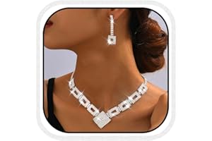 Fashband Crystal Bridal Wedding Jewelry Set Silver Rhinestone Necklace Earrings Sets Formal Costume Jewelry for Women and Brides