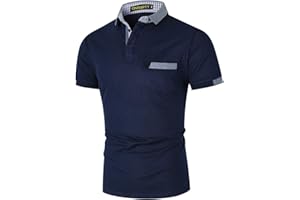 GNRSPTY Uomo Polo Manica Corta Casual Cotone Colori Contrastanti Business Classico T-Shirt Maglie