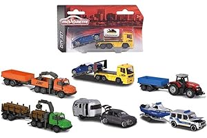Majorette Pojazd z przyczepą, wybór losowy, pojazd die-cast, resoraki do kolekcjonowania; zawieszenie, drzwi do otwierania, 1 sztuka, losowy wybór, długość 13 cm, offroad, dla dzieci od 3 lat