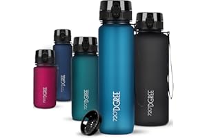 720°DGREE Bottiglia d'Acqua “uberBottle“ +Setaccio Frutta - 350ml, 500ml, 650ml, 1l, 1,5l - Tritan Senza-BPA, Prova Perdite - Il Borraccia Sportiva, Fitness, Ciclismo, Palestra, Scuola, Università
