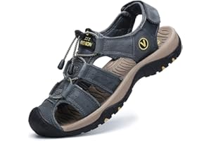 FLARUT Sandalias Deportivas Hombres Verano Exterior Senderismo Zapatos Trekking Casual Zapatos de Montaña Cuero Sandalias de Playa