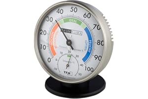 TFA Dostmann Präzisions Thermo-Hygrometer,45.2033, zur Raumklimakontrolle, analog, mit Komfortzonen, Kontrolle von Temperatur und Luftfeuchtigkeit (anthrazit)