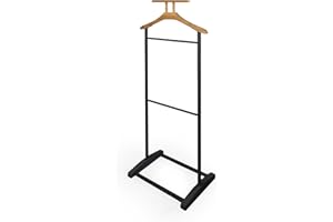 LIN HOME Galán de Noche de Pie para Trajes 45x28x109cm de Madera y Metal - Perchero Pie Moderno Multifuncional para Ropa de Hombre o Mujer