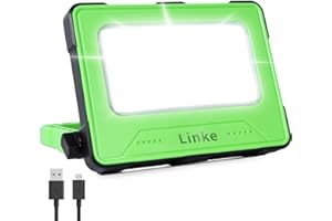 Linke 80W Work Lights Portable Rechargeable, Magnetic LED Work Light Job Site Lighting with 10000mAh Battery, USB & Solar Floodlight Emergency Camping Lights for Tent Car Repairing Fishing