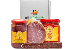 Pizza Kit Calabrese Box Regalo: Salamino, Filetto Casareccio, Cipolla Rossa di Tropea, Nduja di Spilinga - Specialità Gastronomiche Perfette Per Aperitivi, Pizza e Panini - Sapori Mediterranei