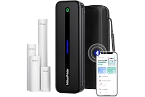 Itari Stampante Termica Portatile M832 A4 300Dpi con Custodia e 4 Rotoli di Carta Termica 53/80/110/210/216 mm, 2600 mAh Supporto Wireless Bluetooth per Android e iOS - Nero 2025
