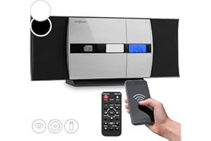 OneConcept V-15-BT - Cd Player, Hifi System, Hi-fi Compact Stereo Systems, MP3 player, LCD display, USB port, Folder navig, AUX IN, FM radio, Remote control, Bass boost, Wall mounting, black