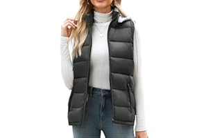 Tuopuda Chaleco Acolchado Mujer Invierno con Capucha Chaleco de Plumas Chaquetas sin Mangas Chaleco con Bolsillos