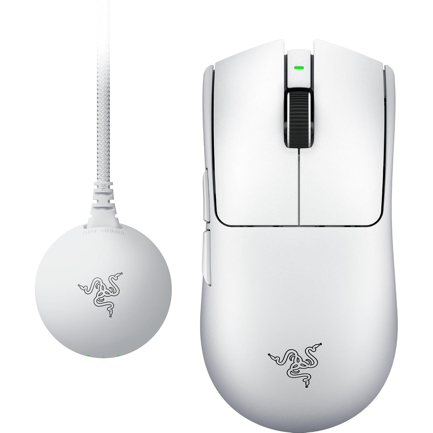 Razer Viper V4 Pro Gaming-muis, draadloos, symmetrisch, ultralicht, 50 g, HyperSpeed Gen-2 met 8 kHz frequentie, Focus Pro 50K sensor, optisch wiel, PC/Mac, wit