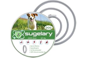 Sugelary Collier Antiparasitaire pour Chiens, Collier Anti-Puces et Anti-Tiques pour Chiens,Tiques Collier Anti-puces et Anti-tiques Ajustable et imperméable 8 Mois Protection Taille Unique (1)