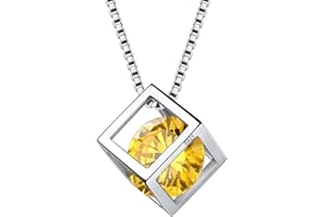 Aurora Tears 925 Sterling Silver Birthstone Necklaces Stud Earrings Jewellery Sets Gifts Square Birth Stone Pendant for Women and Girls