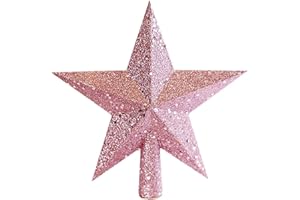 Molinter Weihnachtsbaumspitze Christbaumspitzen Baumspitze Weihnachtsbaum Paillette Stern Weihnachtsstern Baumschmuck für Weihnachten Deko (24.5CM, Rosa)