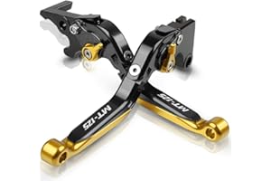 YP YUANPEI Leviers d'embrayage de frein repliables Pour MT125 MT-125 2015-2017 Leviers extensibles en aluminium Accessoires moto(Noir+Or)
