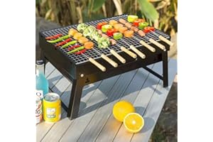 SURPZON BBQ Barbecue Grill, Portable Folding Charcoal Barbecue Desk Tabletop Outdoor Stainless Steel Smoker BBQ for Picnic Garden Terrace Camping Travel
