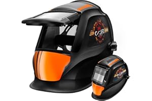 CCLIFE Casco de soldadura automático de color verdadero con energía solar, máscara de soldadura totalmente ajustable, 2 sensores, gran campo de visión (92 × 42 mm), clase óptica 1/1/1/2, protección