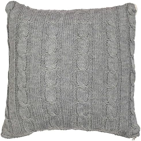 Couleur Montagne Cushion Cover and Insert, Wool Knit, Polyester, 40 x 40 cm, polyester, gray, 40 x 40 cm