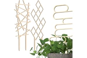 Decorify Treillis Plantes Grimpantes 3 Pièces - Treillis en Bois Plante Grimpante Interieur - Décoratif Petits Treillis pour Fleurs en Pot - 40,5/41/44 cm - Levels/Diamond/Zigzag - Naturel