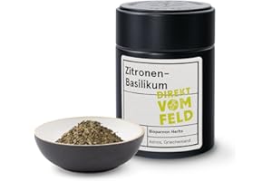 ‎DIREKT VOM FELD Direkt vom Feld® Zitronen-Basilikum | Eine Erfrischung für deinen Gaumen | BIO, gerebelt | 20g inkl. Gewürzdose