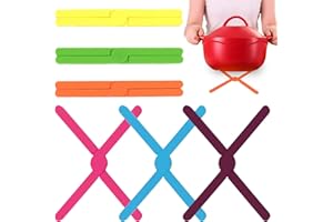 BDSHUNBF 6 Stück Silikon Topfuntersetzer, rutschfeste Topf Untersetzer Zusammenklappbar, Mehrzweck Hitzebeständig Heißer Topf Halter, für Pfannen und Gerichte, Töpfe, Schalen