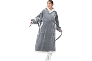 JULY'S SONG Tragbare Decke Hoodie für Erwachsene Übergroßes Vlies Warm und gemütlich Dicker Sweatshirt-Bademantel mit Tasche für Frauen Männer Startseite Außerhalb Geschenkpaket