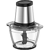 Daewoo Mini Chopper With 1 Litre Glass Bowl, Food Chopper With 4 Stainless Steel Blades, Anti-slip bottom, Safety locking lid