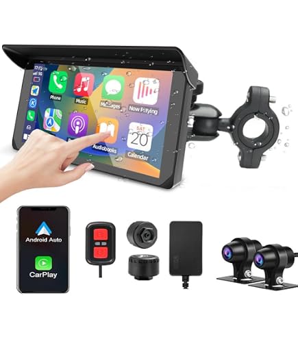 CAMECHO Dashcam Moto 1080P HDR – Doppia Telecamera Anteriore+Posteriore, IP67, Schermo IPS 2"