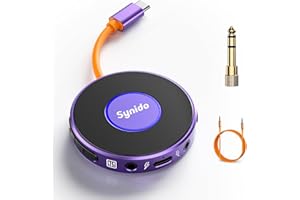 Synido Audio Interface Portable with USB-C 24bit, 48kHz Mini Interface for Guitar Recording Music and Live Streaming with Instrument Input and Headphone Monitoring