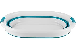 Beldray LA034816TQ cesta colada plegable para ropa, Cesta de lavado resistente, ovalada, asas de plástico duraderas, capacidad 37 litros, azul, fácilmente plegable, solución para ahorrar espacio