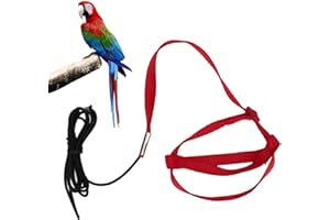 CYRANK Pettorina per Uccelli, Imbracatura per Uccelli, Guinzaglio Regolabile per Pappagalli, Guinzaglio per Attività All'aperto, Allenamento per Parrocchetto, Cockatiel, Alessandrino, Scarlatto, Keck