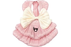 Yaopelky Hund Prinzessin Kleid für kleine Hunde Katze Schleife Kleid mit D-Ring Hund Mädchen Hochzeit Kleidung niedlichen Welpen Tutu Rock Doggy Sommer Kostüm,Größe L(3.5-5kg),Rosa