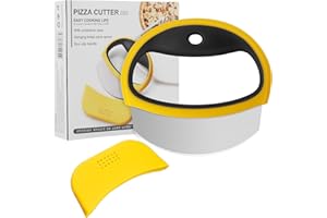 Uaugulft Tagliapizza in acciaio inox, per uso alimentare, con custodia protettiva, colore nero/giallo