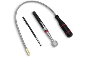 HUFHNWSO 3 Pezzi Calamita Potente,Strumento Magnetico Flessibile, Calamita Telescopica,Portatile Pinza Magnetica Pieghevole Potente, Pinza Raccogli Oggetti,Chiavi e Parti Di Automobili