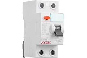 JOYELEC Interruttore Magnetotermico Differenziale,Protezione di perdita di circuito, protezione di cortocircuito,protezione da sovraccarico,1P+N,6kA,Idn=0.03A, In=25A,AC230V